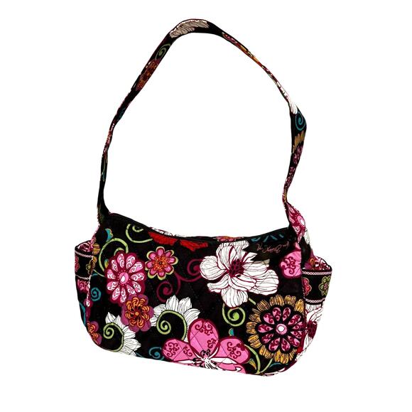 Vera Bradley quilted cotton shoulderbag purse pink brown floral preppy casual - Picture 1 of 7